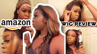 Amazon! Honey Blonde Highlights! 20 Inch Lacefront |Wig Install |