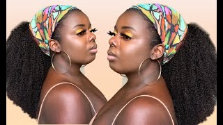 Wow! I'M Shook! Natural Hair Headband Wig! Watch Me Style! | Ft. Curlscurls