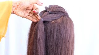 Stylish Simple Hairstyle For Saree || Easy Hairstyles For Medium Hair || Long Hairstyle For Wedding