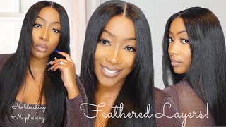 Pre Styled Feathered Layers | Bendable Ear Tabs For A Glueless Fit | Ft. Ygwigs