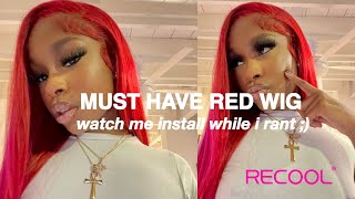 Must Have Red Wig Omg  | Watch Me Install While I Rant! | Recool Hair