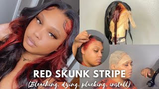 Red Skunk Stripe Wig Install | Step By Step
