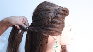 Easy & Trendy Hairstyle For Haldi Look | Messy Braided Ponytail Hairstyle