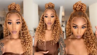 New Color For Fall? Copper Jerry Curly Wig Install| Half Up Half Down Style| Ft. Klaiyi Hair