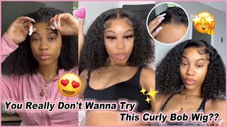 #Elfinhair Review Bouncy Curly Bob Wig Must Have! 13X4 Big Lace Wig Install | 100% Human Hair Wig