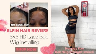 #Elfinhair Review Hot Sale Straight Bob Wig With 5X5 Hd Lace Wig Installation  Beginner Friendly