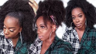 Natural Af  Kinky Curly Wig | Lazy Girl Twist Out - Hide The Headband | Shining Star | Curls Curls