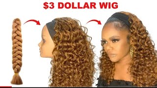  I'M Shook!! 3$ Curly Wig Using Braids Extension