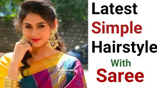 Beautiful Simple Hairstyle For Saree | Medium Hair Hairstyle For Saree | Saree Hairstyles