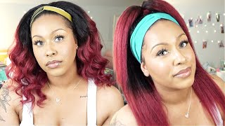 C'Mon Texture & Color! | Kinky Straight Ombre 1B/99J Human Hair Headband Wig | Ft. Myqualityhai