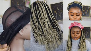 How To Diy Headband Wig / Box Braid With Curly Ends Headband Wig