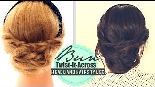  Cute Headband Hairstyles #2|  Everyday Bun Twisted Updo For Medium Long Hair Tutorial