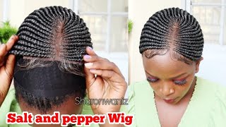 Closure Backconrow Braided  Wig Salt And Pepper Bomb .Lace Wig Closure With Babyhair No Glue