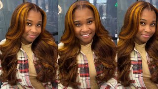 Ginger Highlight Wig  | How To Long Layers | Big Curls | Wiggins Hair