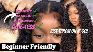 Minimal Effort Easy To Install Glue-Less 4X4 Closure Water Wave Wig Ft Curlyme Hair