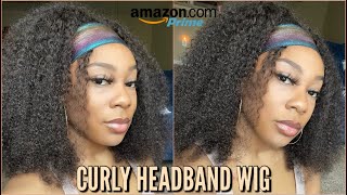 No Glue, No Lace | Curly Headband Wig From Amazon | Vshow Hair |