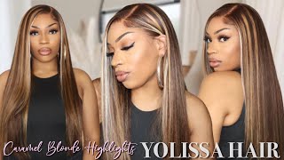 Flawless Highlight Wig Install | Caramel Honey Blonde Color + Beginner Friendly | Ft.Yolissa Hair