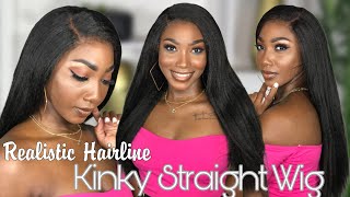 Realistic Hairline! Natural Texture Kinky Straight Wig Ft. Shine Hair Wig | Jodi The Island Girl