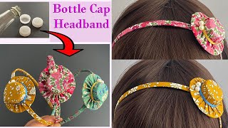 Diy Plastic Bottle Cap Hair Band Headband Making | How To Make Mini Hat | Bottle Cap Recycling Ideas
