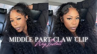 Middle Part + Half Up Half Down Claw Clip Wig Install Tutorial
