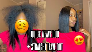 Quick Weave Bob + Straight Leave Out Tutorial