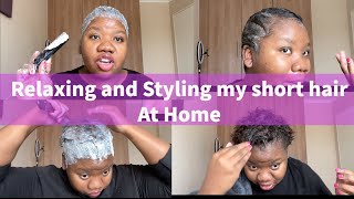 Relaxing And Styling My Short Hair At Home | Let'S Try Finger Waves | Short Relaxed Hair Routin