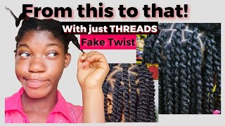 How To:Natural Hairstyle No Added Hair(Extensions) |Short Hair| Type (4A,4B,4C)Fake Twist