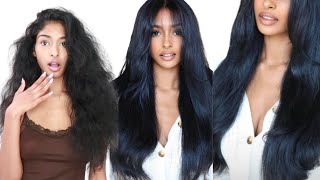 Blowout On Natural Hair | Curly To Straight Tutorial Using Revlon (Beginner Friendly!)