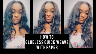 How To Do A Protective Quick Weave W/ Paper| Middle Part Quick Weave Tutorial Ft Kriyya Hair