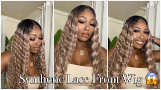 Magic Lace Crimped Waves W/Hd Lace | Dusty Pink Wig Review | Synthetic Lace Front Wig | Affordable