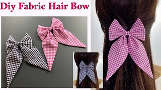 How To Make Easy Fabric Bow | Sailor Hair Bow Tutorial | Hair Accessories, Hair Clip, Lazos De Tela