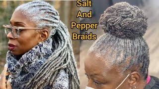 Shiny Gorgeous Salt And Pepper Braided Hairstyles For Black Women Over 50+