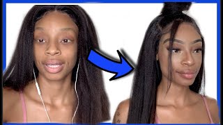 Does It Look Natural? (Styling A Fake Scalp Yaki Lace Wig!) Ft.Geniuswigs