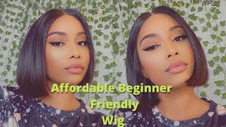 How To Glueless Install + Review || Affordable Beginner Friendly Bob Wig