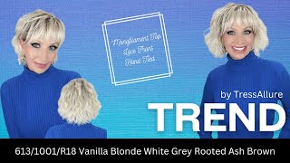 Trend Wig By Tressallure In The Color 613/1001/R18 Vanilla Blonde White Grey Rooted Ash Brown