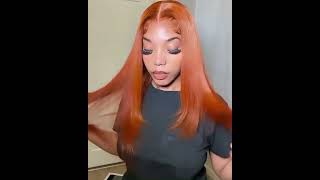 Orange Ginger Color Lace Frontal Wig For Women#Fyp #Humanhair #Ginger #Haircolor #Fabeauty