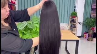 13*4 Lace  Frontal Wig  Human Hair Unprocessed Virgin Hair Wig Natural Black  Color