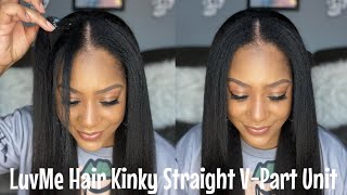 Luvme Hair Kinky Straight V-Part Unit Install And Review | Super Natural | This Is My Hair