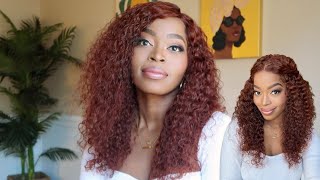 Reddish Brown Lace Frontal Curly Wig| Fall & Winter Hair| Ft. Unice Hair