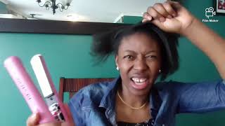 Flat Iron On Short Relaxed Hair/ Micheline Rebecca