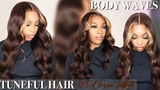 Get The Perfect Brown + Highlights | Closure Wig Install | Tuneful Hair