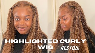 Highlighted Curly Wig Install | Ft Unice Hair