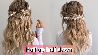 Half Up Half Down Easy Hairstyle For Evening!
