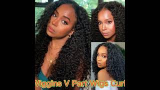 Wiggins V Part Wigs Curly Human Hair Middle Part Wigs No Glue No Leave Out