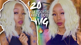 $20 Blonde Amazon Wig  Affordable 613 Platinum Blonde Wavy Bob Wig  Feat. Lativ Store