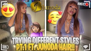 Stunning Pre Colored Ginger Wiglong Sleek & Perfect Melted Lace + Make Bang | Junoda Wig !!