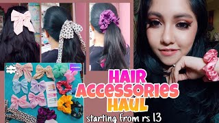 Hair Accessories Haul- Scrunchies , Bow Clips, Scarves | Starting From Rs.13 Only From Unboxkar.In