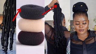 Easy Donut Bun Pontail Braid Wig / Using Brazilian Wool Crochet Braid