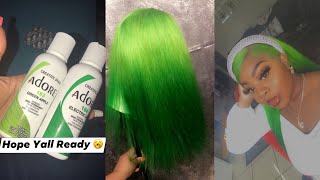 Removing Color + Dyeing 613 Blonde Hair Into Ombre Green