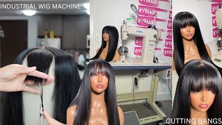 How To Cut Bangs ( Beginner Friendly ) // Creating A Wig On An Industrial Machine